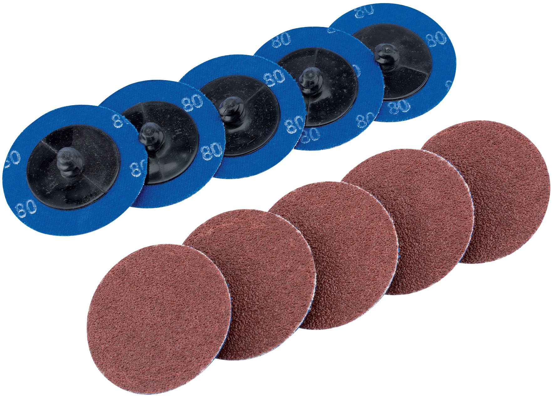 Draper SD2AB 80 Grit Aluminium Oxide Sanding Discs, Blue, 50 mm, Set of 10 Piece
