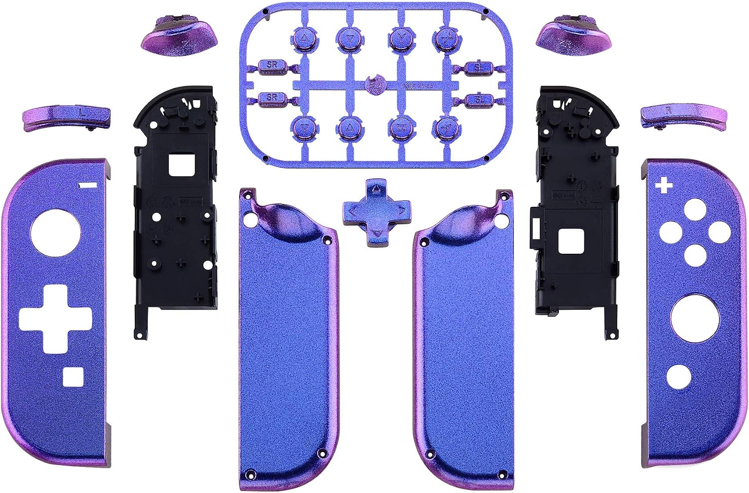 eXtremeRate Chameleon Purple Blue Joy con Handheld Controller Housing (D-Pad Version) with Full Set Buttons - Image 3