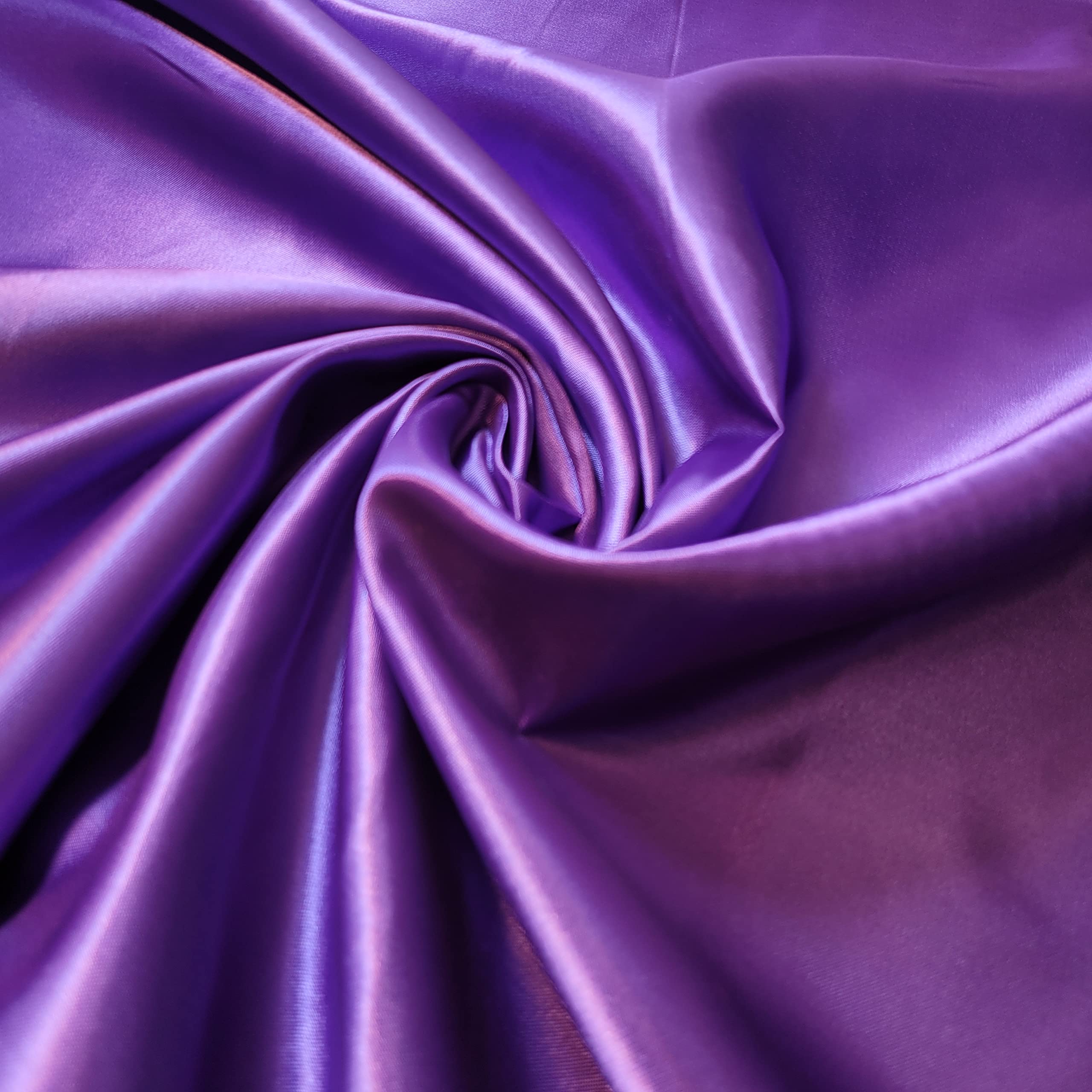 Silky Satin Fabric – Plain Solid Colour Luxury Dressmaking & Craft Material | Ideal for Wedding, Prom, Décor | 58" (150 cm) Wide | Sold Per Meter (Pre-Cut Lengths) (Purple, 5 Meter)