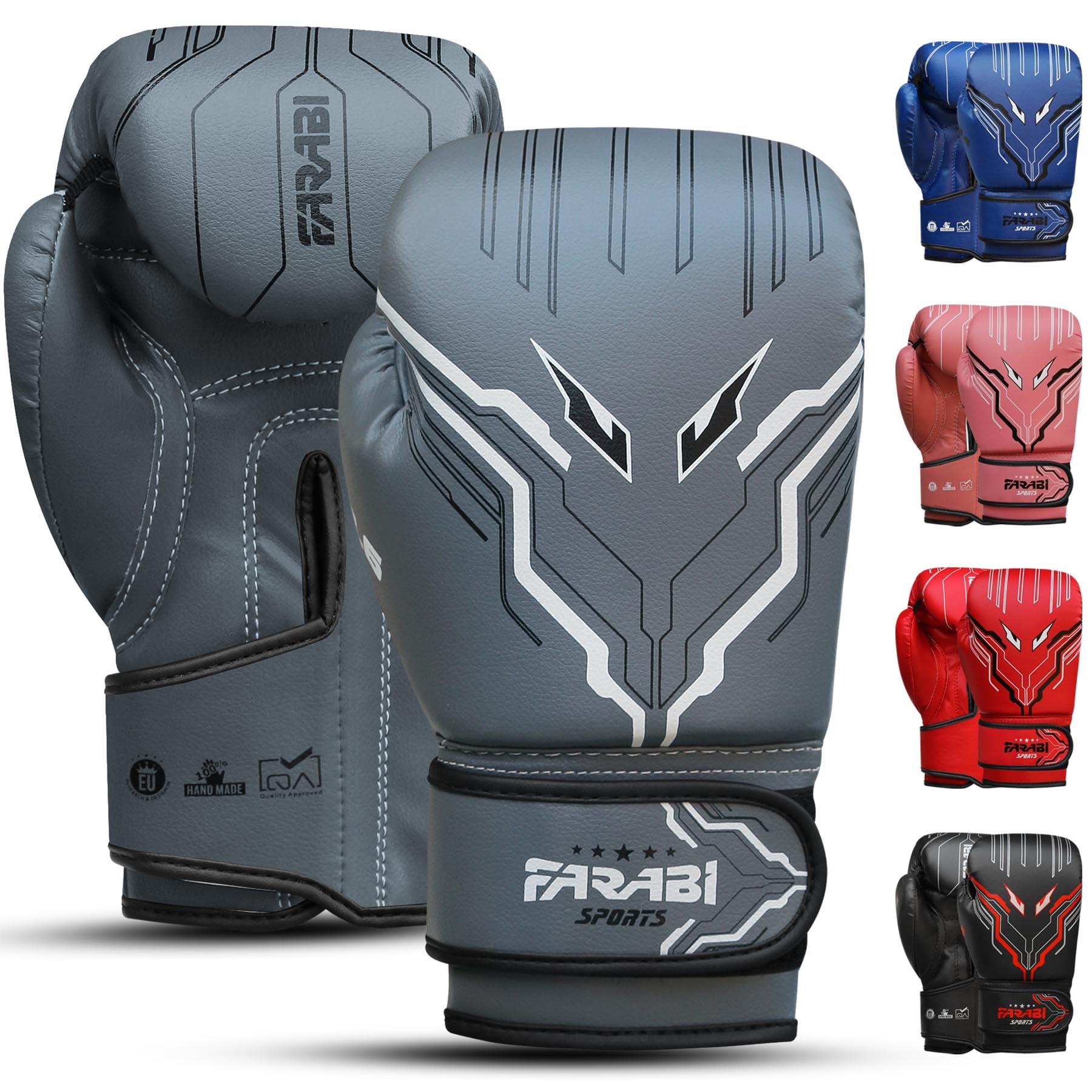Farabi Sports Kids Boxing Gloves Boys and Girls kickboxing Gloves 6-oz Youth, Junior Boxing Gloves for MMA, Muay Thai, Boxing Pad, Punching Bag and Training for Age 5-10 Years (6-oz, Grey)