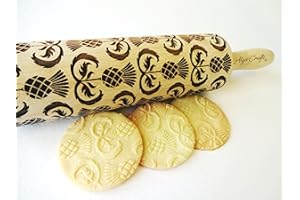 THISTLES Embossed Rolling Pin. Embossing Rolling Dough Roller for Cookies and Ceramic by Algis Crafts