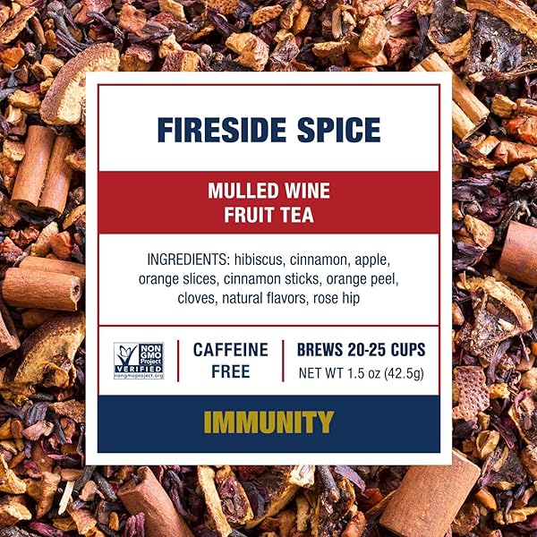 TIESTA TEA – FIRESIDE SPICE, LOOSE LEAF, MULLED WINE HERBAL TEA, PREMIUM NON-CAFFEINATED HOLIDAY BLEND, MAKE HOT OR ICED, BREWS UP TO 25 CUPS, 1.5 OUNCE RESEALABLE POUCH