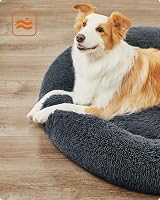 Feandrea Donut Dog Bed 100 cm Dark Grey Soft Plush Removable Cover view 3
