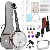 Kmise Banjo, 5 String Mini Banjos with Remo Head, Portable Travel 28-inch Closed Back Banjo Kit with Bag, Strap, Tuner, and Finger Picks for Beginners Adults Starter Gift