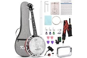 Banjo,Kmise 5 String Mini Banjos with Remo Head 28 inch Closed Back Banjo Kit with Bag, Strap, Tuner, and Finger Picks for St