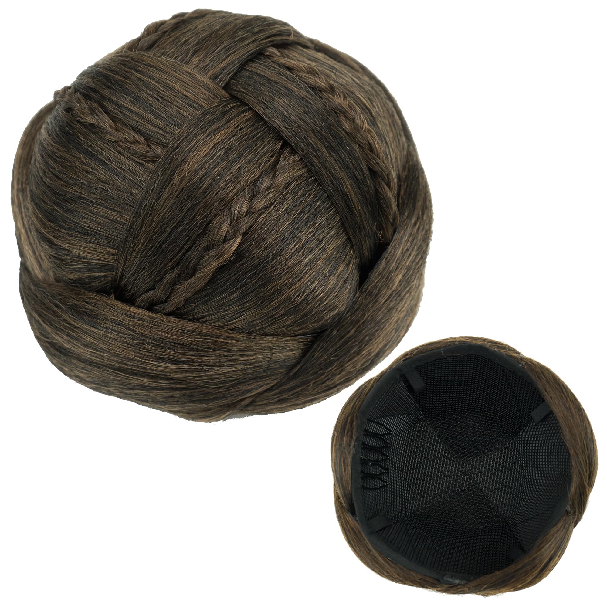IMISSU Braided Chignon Dancer Hair Cover Donut Hairpieces Scrunchies Women Hair Buns Wig Updo for Wedding Party (M1 Mix Brown)