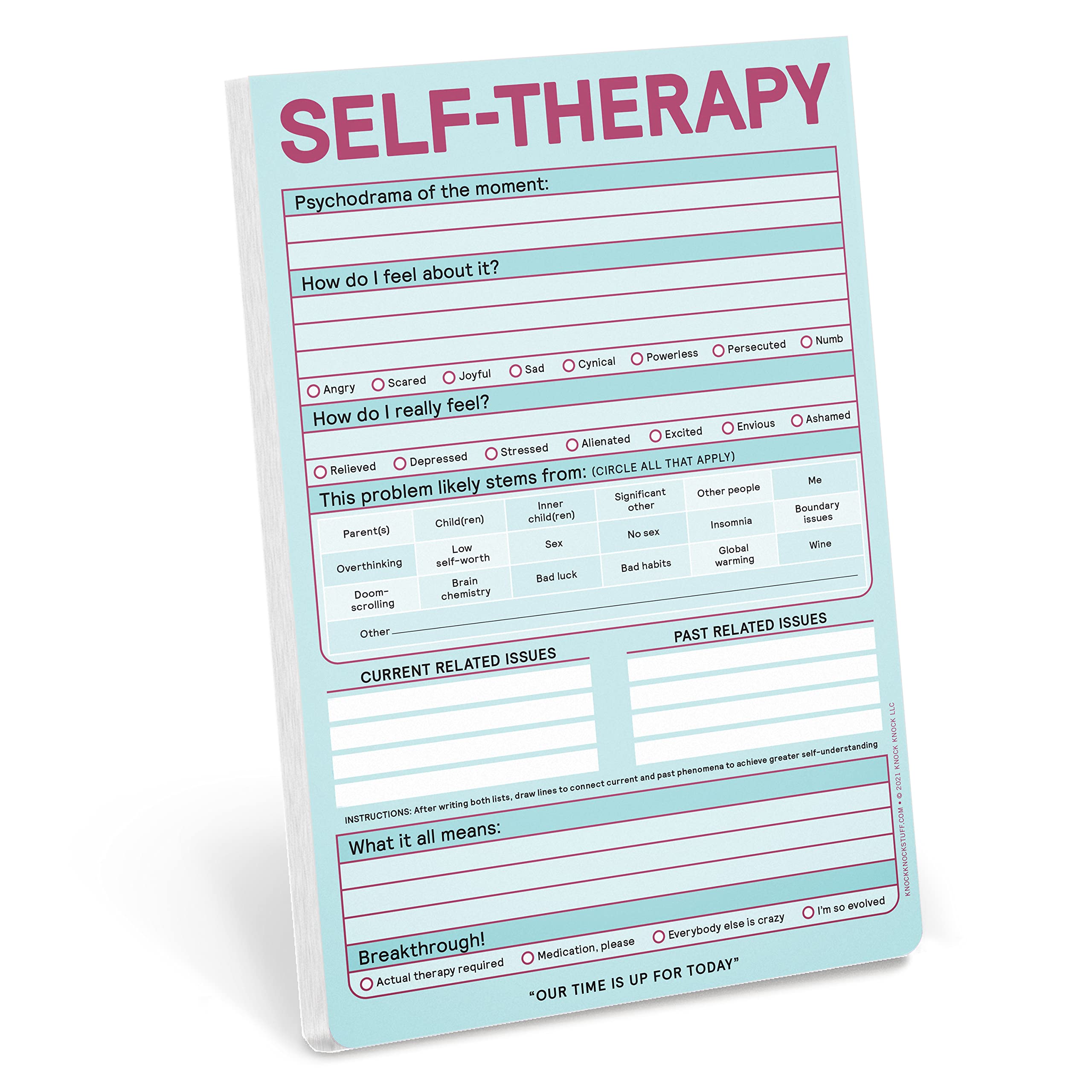 Knock Knock Self-Therapy Pad, Checklist Note Pad for Step-by-Step Stress Relief (Pastel Version), 6 x 9-inches