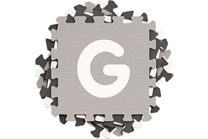 HURSROOR 36PCS Foam Floor Tiles Interlocking Puzzle Foam Tiles for Kids Soft Baby Play Mat, 12"x12" Large Educationa Jigsaw Foam Floor Mats for Playroom, Nursery, Gym Dark-Grey(E)