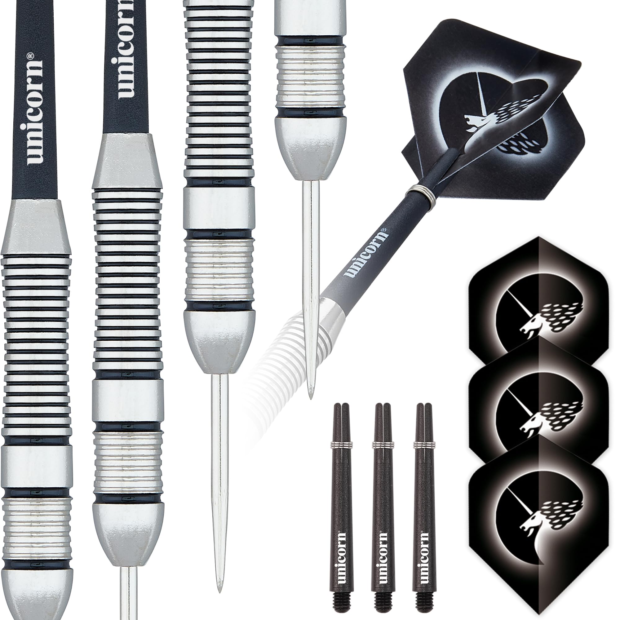 Unicorn Steel Tip Darts Set | Core Plus Satinlux Brass Barrels | 22 g