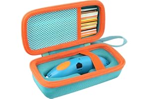 co2CREA Hard Case for 3Doodler Start+ Essentials (2024) 3D Pen Set - Storage Organizer with Custom Slots for Art Activity Set, Printing Filament Refill and USB Charger, Mint Green Case + Orange Zipper