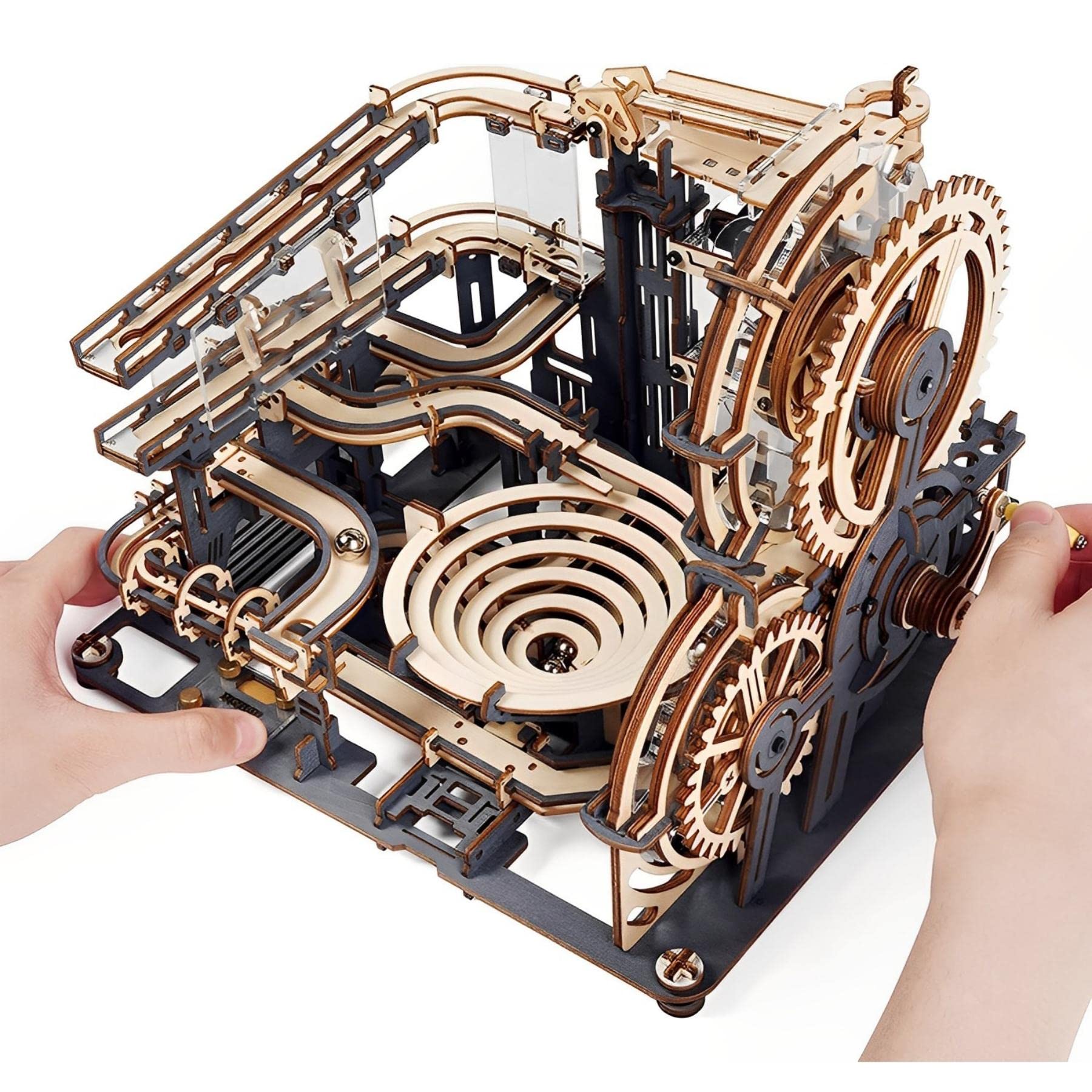 ROKR Marble Run Night City 3D Wooden Puzzle Model Kits for Adults to Build, Gift for Men Kids