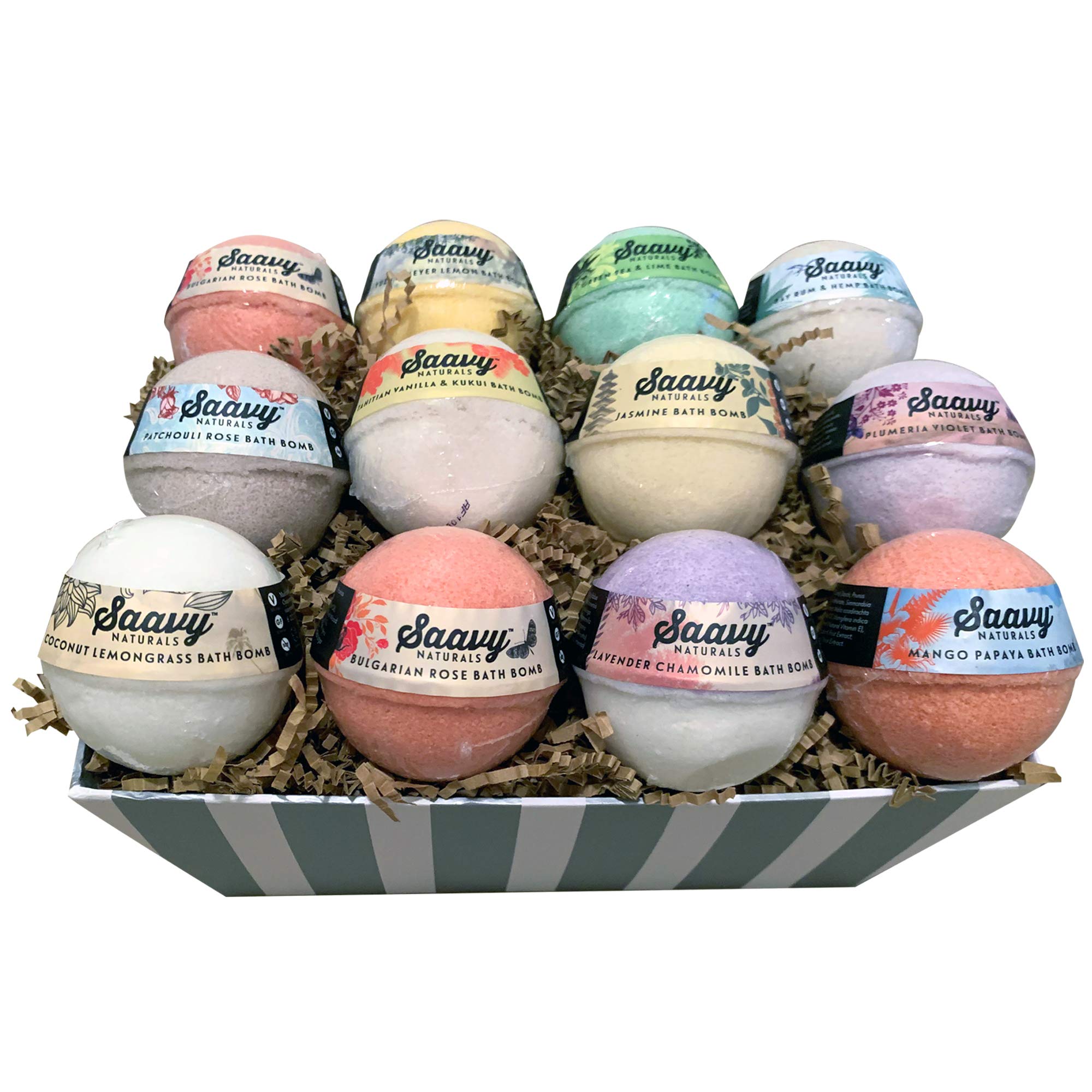 Bath Bombs Basket for Her | Gluten-Free & Vegan Birthday Gifts for Women | Great for a Relaxing Bubble Bath for Stress Relief & Muscle Tension | 12 Piece Spa Gift Set Scented with Pure Essential Oils