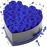 VEVOR Forever Flowers, 27 Preserved Roses in a Heart Shape Box, Eternal Flowers Immortal Bouquet Birthday Present for Women Her Wife Mothers, Anniversary, Valentine's Day,Christmas, Royal Blue