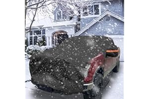 VANSZA Windshield Cover for Ice and Snow, Thicken Extra Large Size Car Windshield Snow Cover with Side Mirrors Cover Engine Cover, Windshield Frost Cover Windproof Covers Fit for Full-Size Pickups