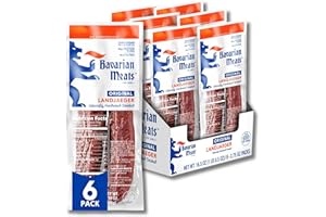 Bavarian Meats Landjaeger Meat Sticks, Smoked Sausage Protein Snacks, Zero Sugar, Great Source of Protein, Gluten Free, Keto Friendly Low Carb Snack, 2.75 Ounce (Pack of 6)