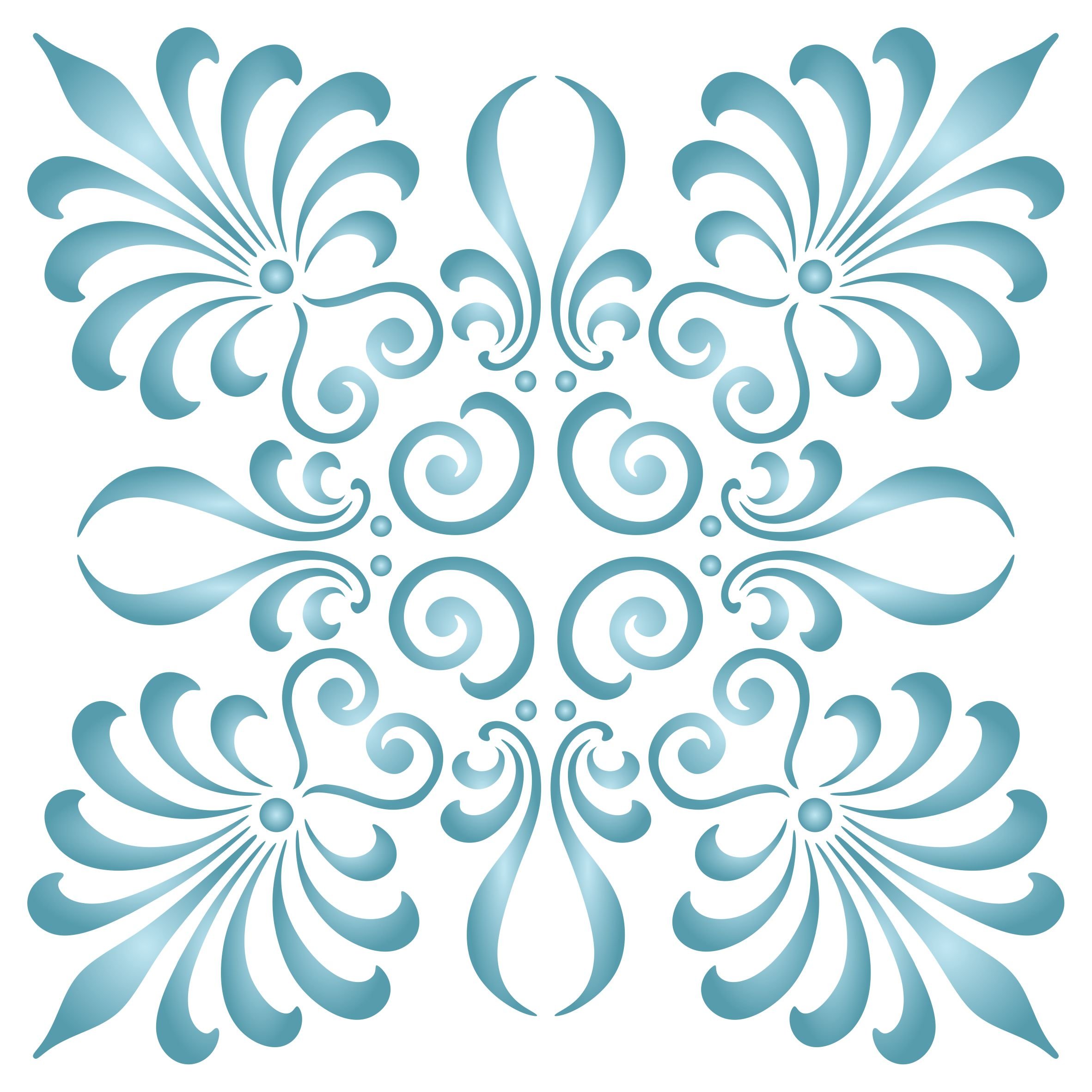 Palmette Square Stencil - 35.5 x 35.5cm (L) - Reusable Large Damask Accent Pattern Wall Stencil Template