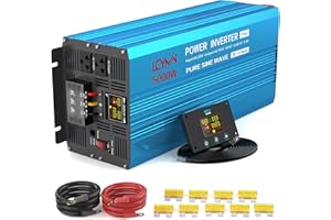 Power Inverter 5000 Watt Pure Sine Wave 24V DC to 110V/120V AC 10000W Peak Converter for Family RV Solar System with 2 AC Out