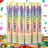 Confetti Poppers Cannon, Biodegradable Multicolor Paper 6 Pack | Confetti Party Shooters for Birthday, Wedding, Parties and Graduation 12 Inch