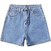 SHENHE Women's Summer Jean Shorts High Waisted Straight Leg Casual Streetwear Denim Shorts