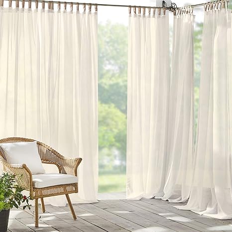 elrene home fashions darien panel de cortina para ventana con cierre de velcro color marfil