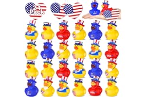 ANGGIKO 24 Pcs Patriotic Rubber Ducks, 4th of July Ducks for Jeeps, Fourth of July Party Favors, Memorial Day Decorations, Bath Pool Water Toys, Kids' Birthday Independence Day Gifts, Classroom Prizes