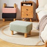 YMYNY Footstool Rectangle Pouf Ottoman with Wooden Legs 40x29x25CM Green view 5