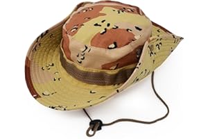 ULTRAKEY Outdoor Wide Brim Sun Protect Hat, Classic US Combat Army Style Bush Jungle Sun Cap for Fishing Hunting Camping