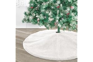 DegGod White Bling Christmas Tree Skirts, 30 inches Luxury Glitter Bright Silk Double Layers Xmas Tree Base Cover Mat for Xmas New Year Home Party Decorations