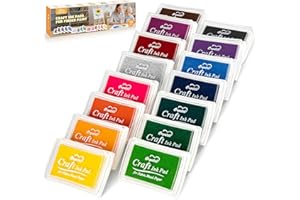 MERDTTES 15 Colors Craft Ink Pads, Washable Finger Ink Pads for Stamps for Kids DIY, Paper, Wood Fabric, Scrapbooking, Rubber Stamps