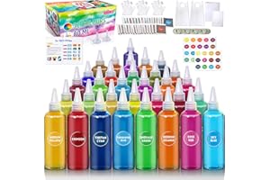 PATIFEED Tie Dye Kit for Kids and Adults, 32 Colours 80ML Bottles Tye Dye Kits, Tyedyedye Kit Gifts for Girls and Boys Large Groups Activities Handmade Party