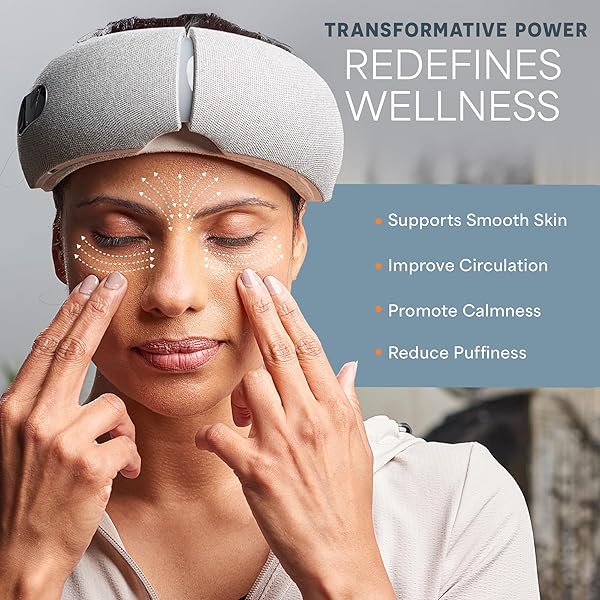 LIFEPRO PORTABLE EYE MASSAGER WITH HEAT AND VIBRATION – OCULAX 4 SOOTHING MODES FOR COMPRESSION MASSAGE TO HELP REDUCE PUFFY AND DRY EYES-RECHARGEABLE HEATED MIGRAINE MASK WITH BLUETOOTH MUSIC