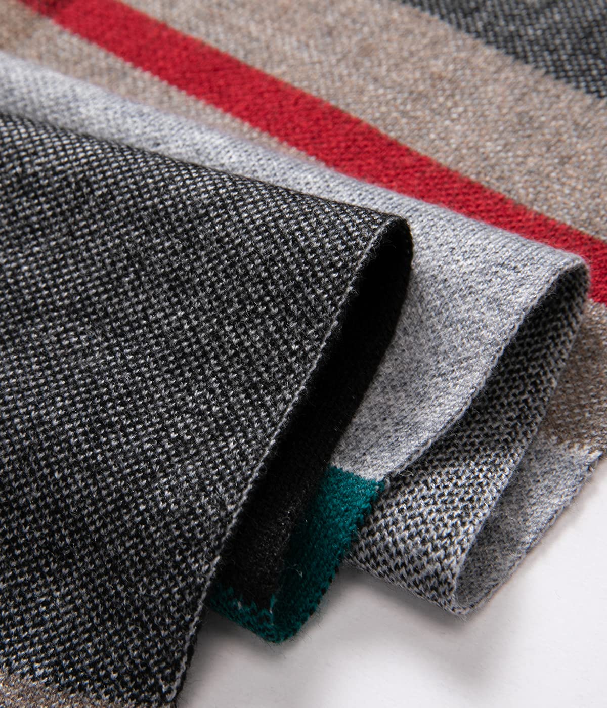 Villand Australian Merino Wool Tartan Knitted Scarf for Men, Plaid Winter Warm Thick Soft Neckwear with Gift Box