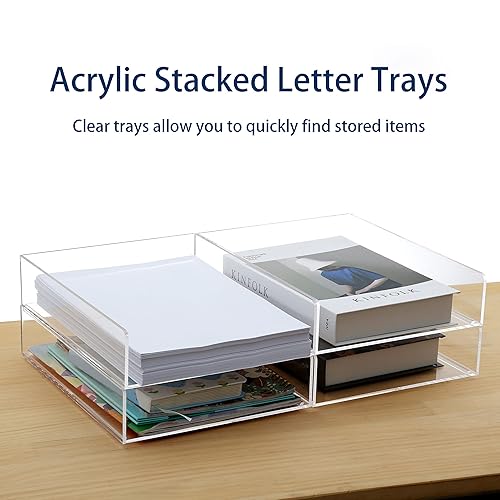 4-Tier Clear PET Paper Tray - Stackable Desktop Organizer For A4 Documents