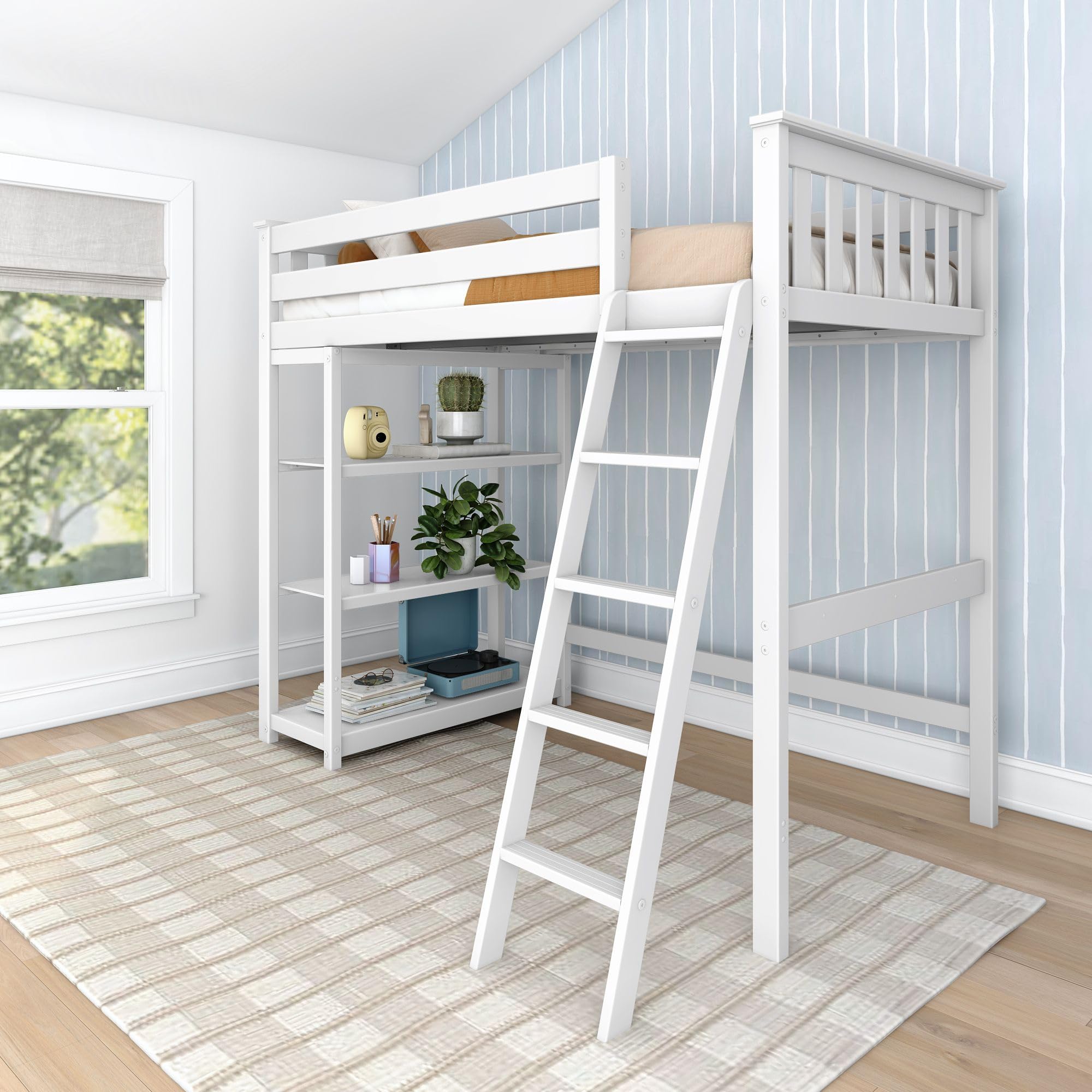 Photo 1 of ***PARTIAL SET**Max & Lily High Loft Bed, Twin Bed Frame For Kids With Bookcase, White