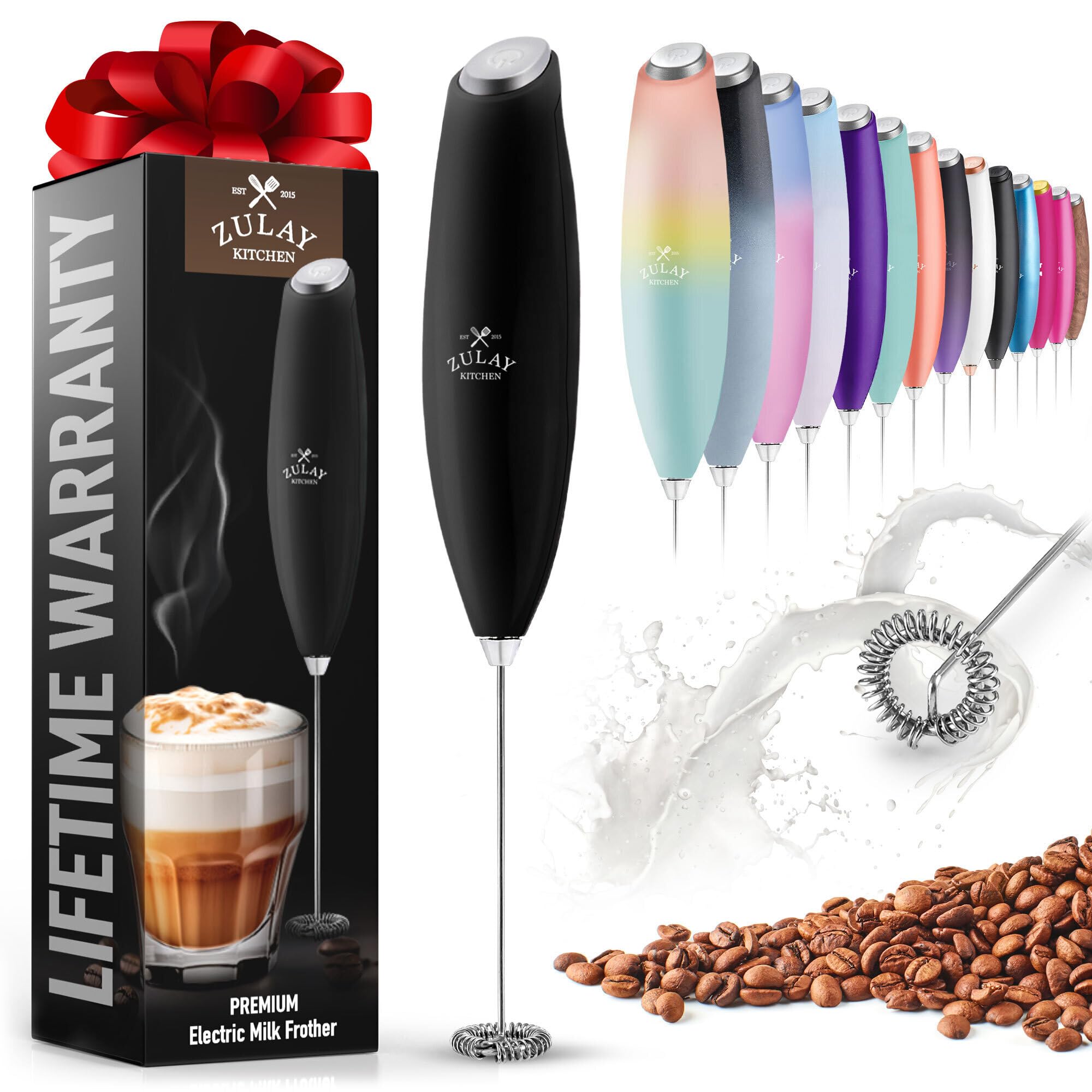 Mua Zulay Kitchen Powerful Milk Frother Wand - Ultra Fast Handheld Drink Mixer - Electric Whisk Foam Maker for Coffee, Lattes, Cappuccino, Matcha & Coffee Creamer - Black, Batteries Not Included trên