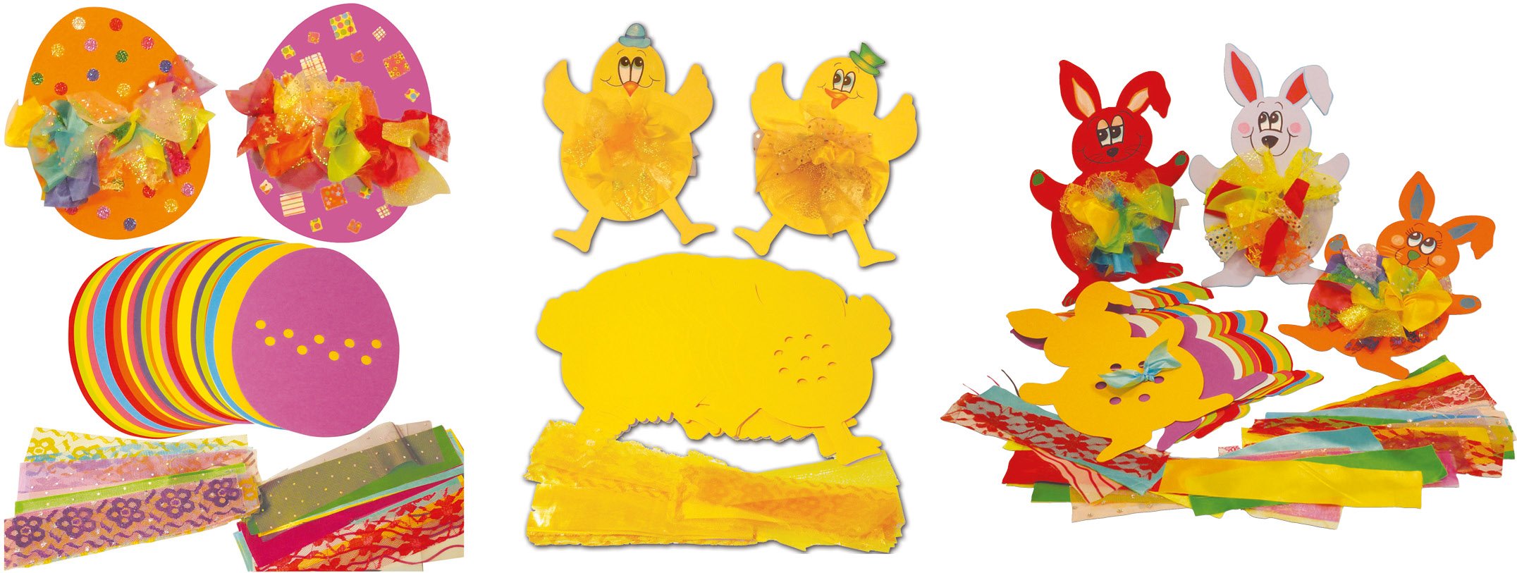 Springboard Easter Activity Pack - Pre-Cut Easter Activities for Children with Coloured Card and Fabrics to Make Tactile Rabbit, Chick & Egg Shapes and Develop Creativity - 30 Pack