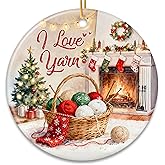 ZAGKOO Crochet Christmas Ornament 2025 - Knitting and Yarn Ornament for Christmas Tree - Gifts for Crocheters, Knitters, Yarn Lovers - Crochet Ornaments, Ceramic Xmas Vintage Decoration for Crafters