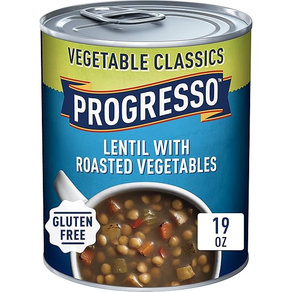 PROGRESSO VEGETABLE CLASSICS, LENTIL WITH ROASTED VEGETABLES CANNED SOUP, GLUTEN FREE, 19 OZ.