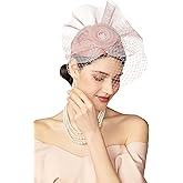 BABEYOND Fascinators Hats for Women - Tea Party Hat Kentucky Fascinator Derby Flower Mesh Veil Pillbox Hat for Bridal Wedding