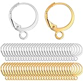 Mabor 100 Pcs Earring Hooks for Jewelry Making Anti Allergenic Leverback Earring Hooks Hoop Earrings Findings French Ear Wire Lever Back Earwire for Jewelry Making Crafting