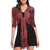 vimate Sparkling Metallic Shawls and Wraps for Evening Party/Wedding/Formal Dresses (With Free Buckle)
