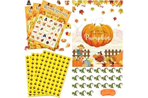 Faccito 2 Set Thanksgiving Games - 2 in 1 Games Include Thanksgiving Bingo and Pumpkin Pin Game for Home Party Activities Supplies Card Game