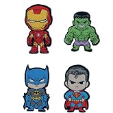 4-Piece Superhero Team Iron-on Patch Set - Embroidered Comic Book Character Appliques - DIY Craft Decorative Patches for Jackets, Backpacks, and Apparel