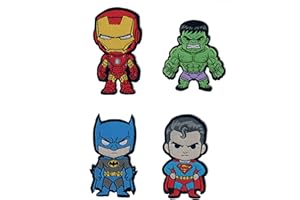 4-Piece Superhero Team Iron-on Patch Set - Embroidered Comic Book Character Appliques - DIY Craft Decorative Patches for Jack