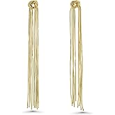 18k Large Long Tassel Dangle Drop Statement Earrings for Women by SNGIA, Big Dangly Formal Trendy Dangle Chain Chandelier Bow Coastal Jewelry Gifts, Fancy 18K gold plateden Classic Chic Exaggerated Dangling Twist Summer Oversized Bohemian Elegant Beach Sea Accessories