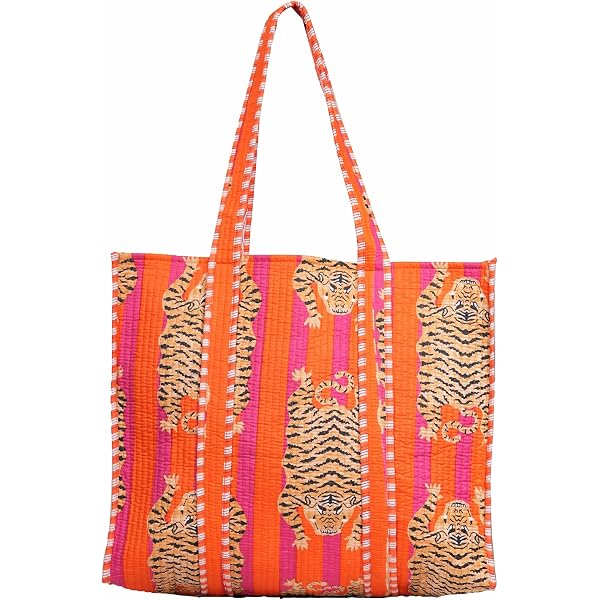 Women's Lightweight Cotton Tote Bag - Reversible Quilted Shoulder Bag For Shopping, Beach, Grocery (15x18x5.5in) - View #8
