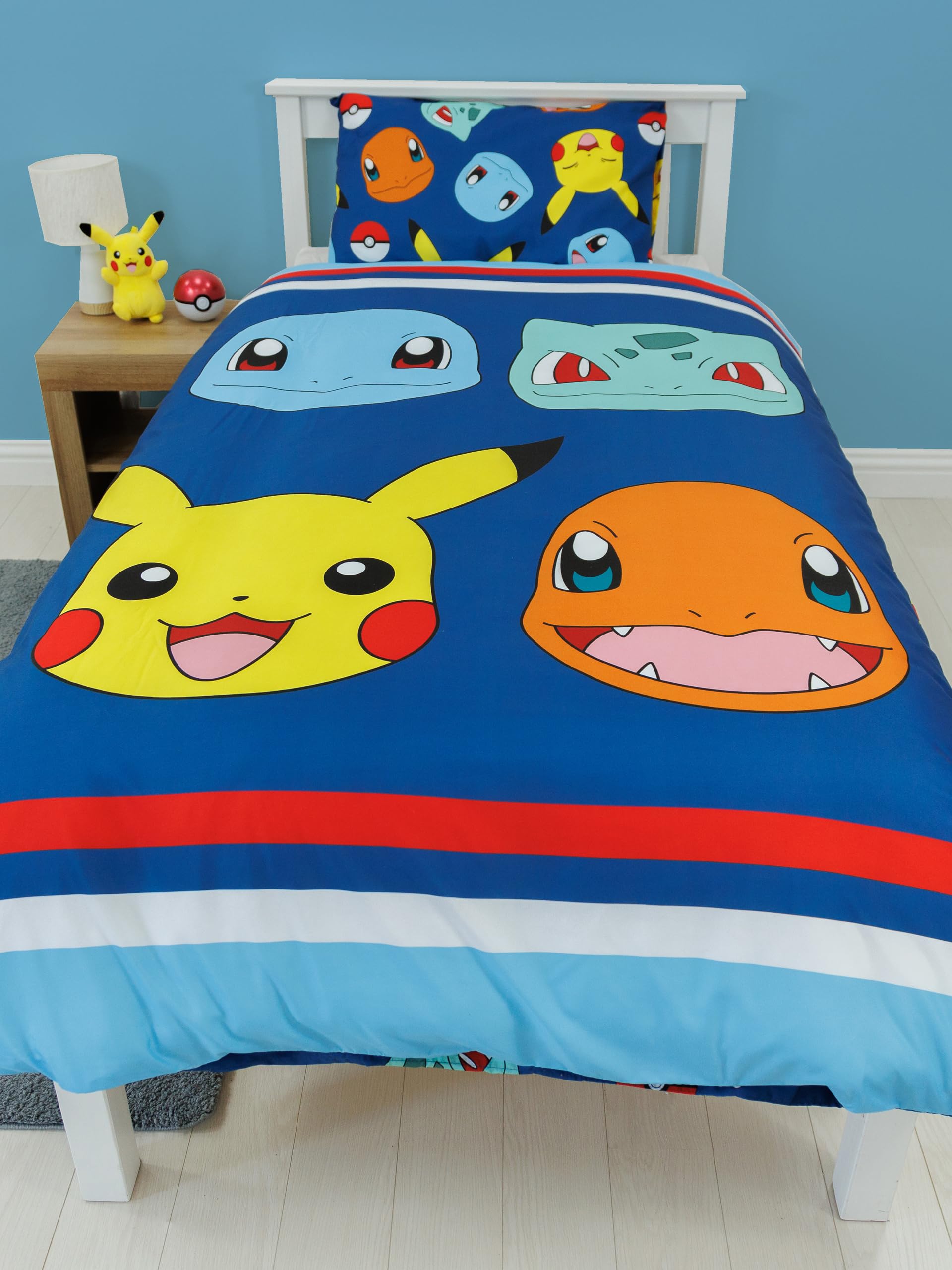 Pokémon Pokemon Bedding Set | Boys Single Duvet Cover Set | Pikachu Bedding | Official Merchandise, PMBD1240, Blue