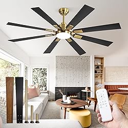 ZMISHIBO 62 Inch Black and Gold Ceiling Fans with