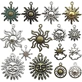 Celestial Sun Charm-100g (About 45-50pcs) Craft Supplies Sun Charms Pendants for Crafting, Jewelry Findings Making Accessory for DIY Necklace Bracelet (M006)