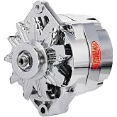 Powermaster Alternator, GM Original Look, 12SI, 100 amps, 12V, 1-Wire / 3-Wire, Single V-Belt Pulley, Straight Mount, Aluminum Case, Chrome, GM, Each
